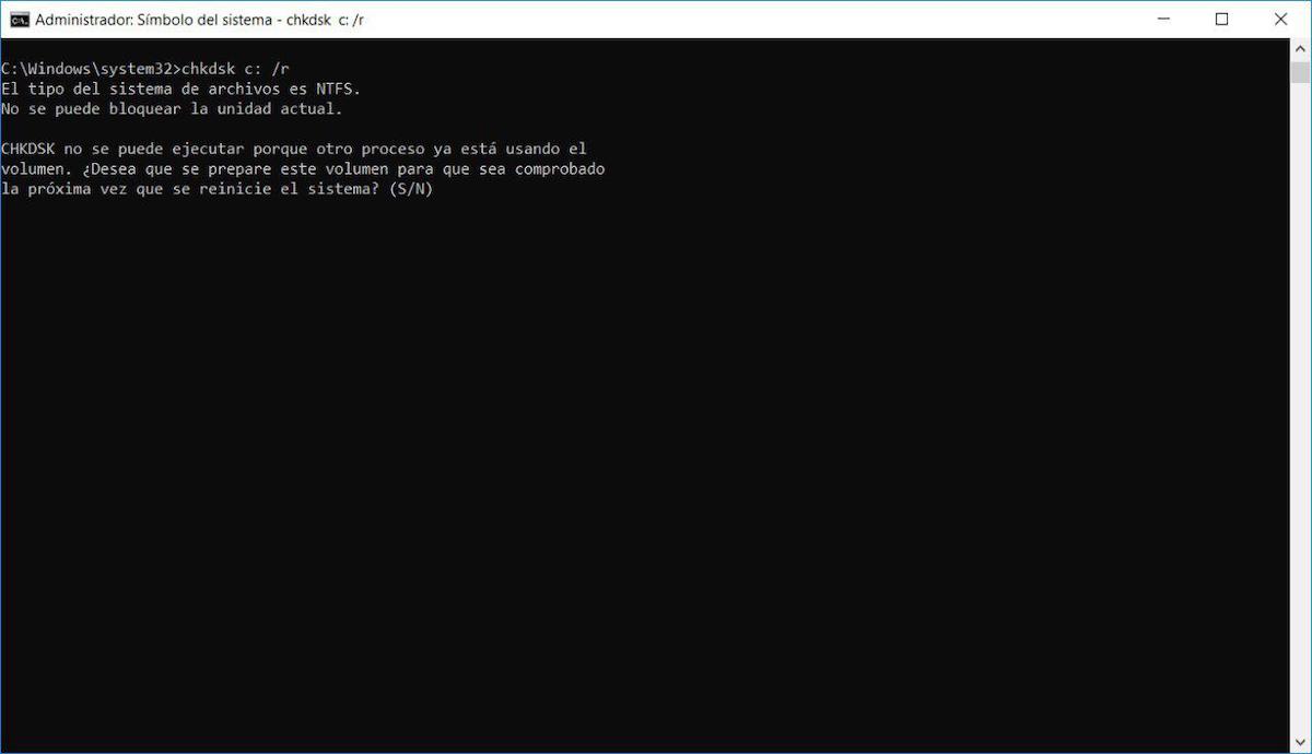 comandos parametros chkdsk windows 10