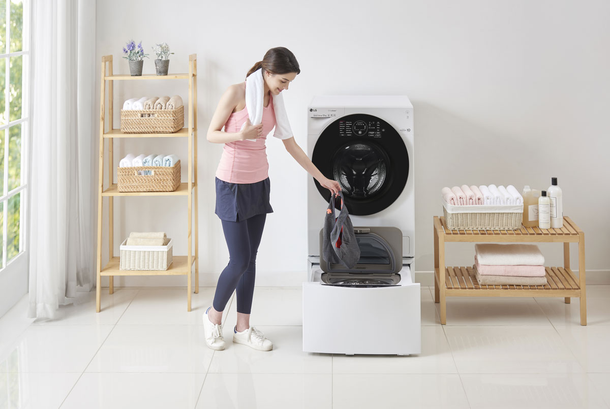 ¿Dos coladas a la vez en la misma lavadora? Es posible con TWINWash de LG 3 dos coladas a la vez con TWINWash de LG cuidado