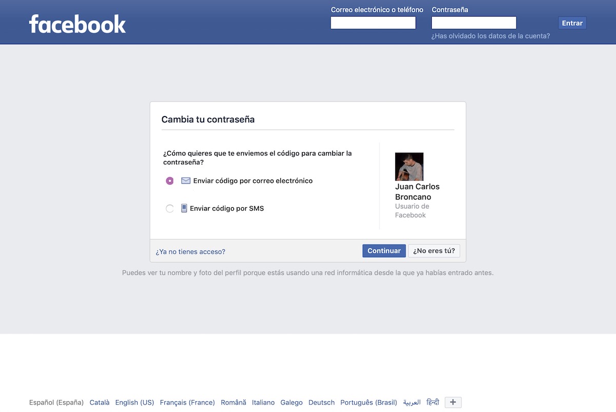 facebook no inicia sesion