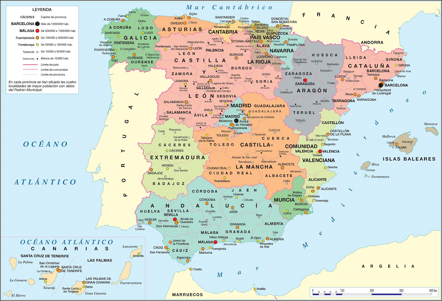 Mapa Politico De Peninsula Espanola