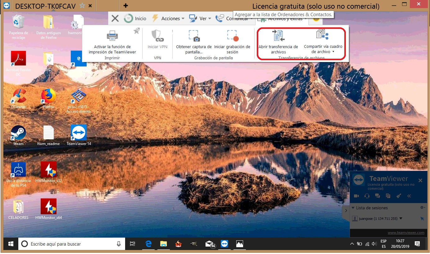 Compartir archivos TeamViewer