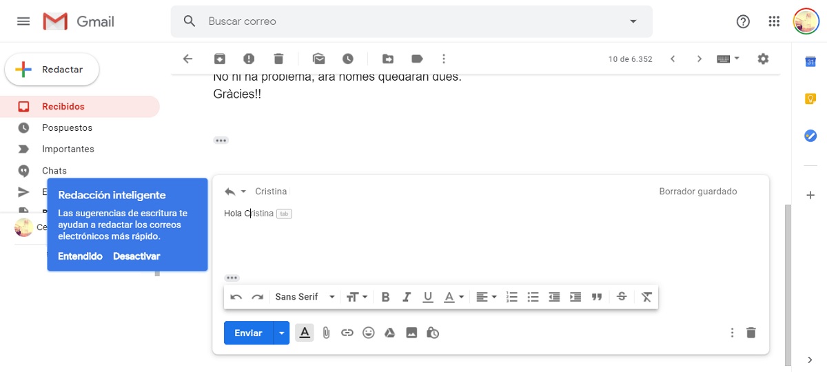 escritura inteligente gmail