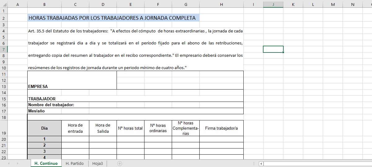 Plantillas gratuitas para llevar el control horario en las empresas