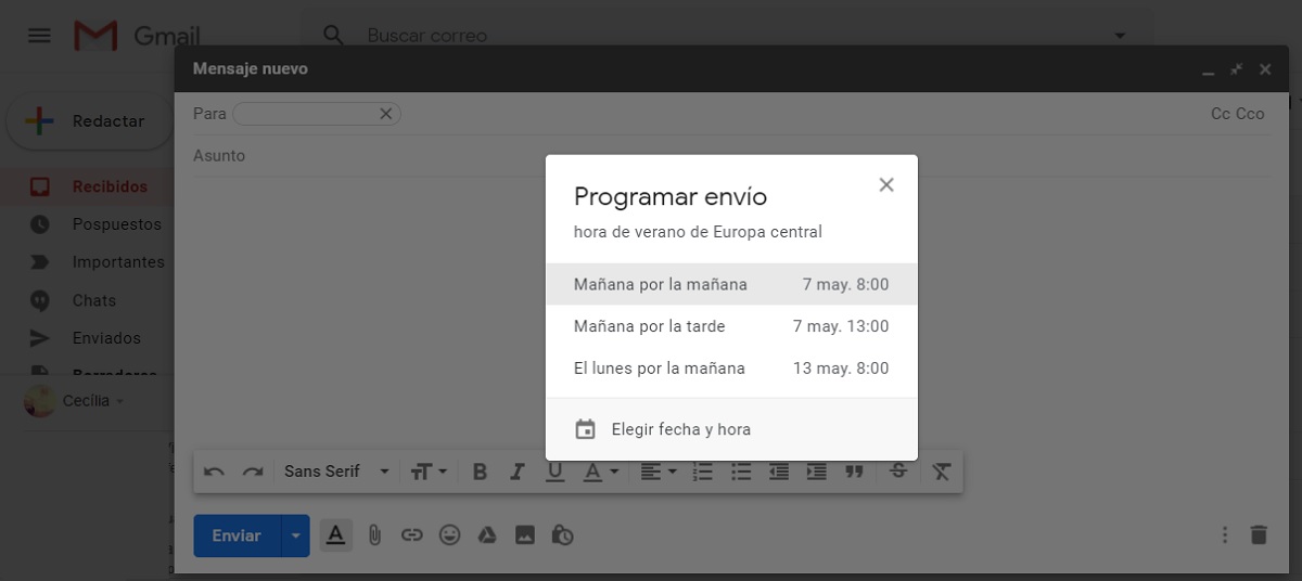 gmail programar correo