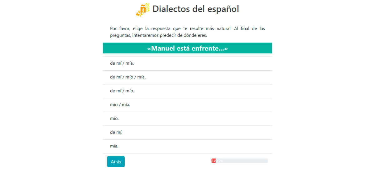 juego Dialectos del español preguntas