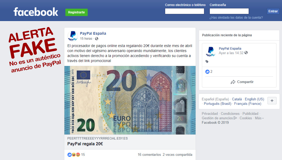 paypal facebook