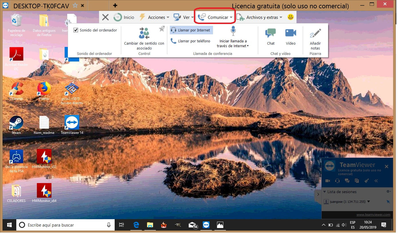 Usa el chat de voz para comunicarte en TeamViewer 1