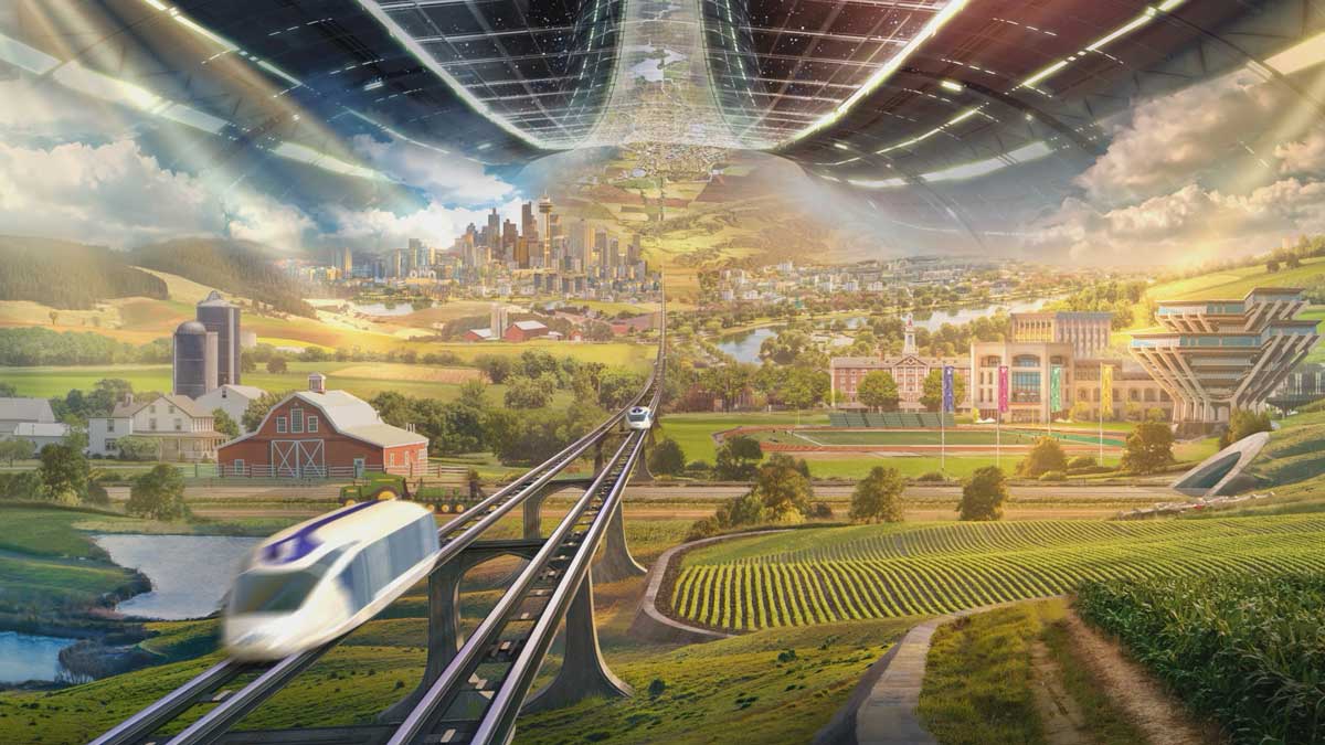 Jeff Bezos cree que podríamos vivir en el espacio, esto es lo que propone 2 ciudades espaciales de Jeff Bezos jardín