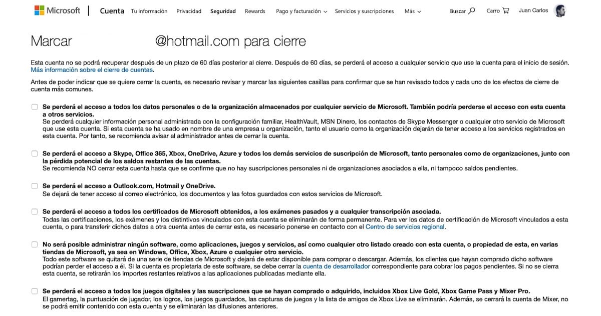 cerrar cuenta outlook hotmail 2019 4