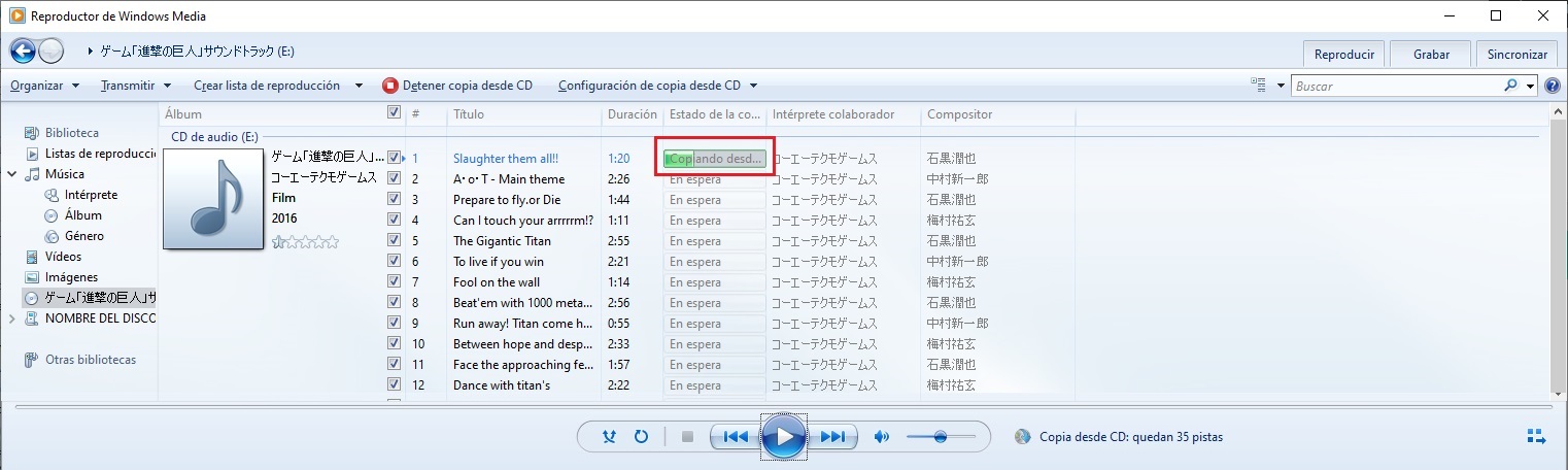 Como pasar tus CD a MP3 con el Reproductor Windows Media de Windows 10 05