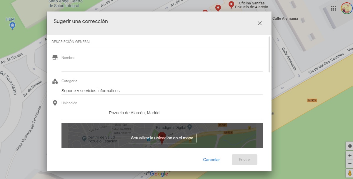 correcciones google maps