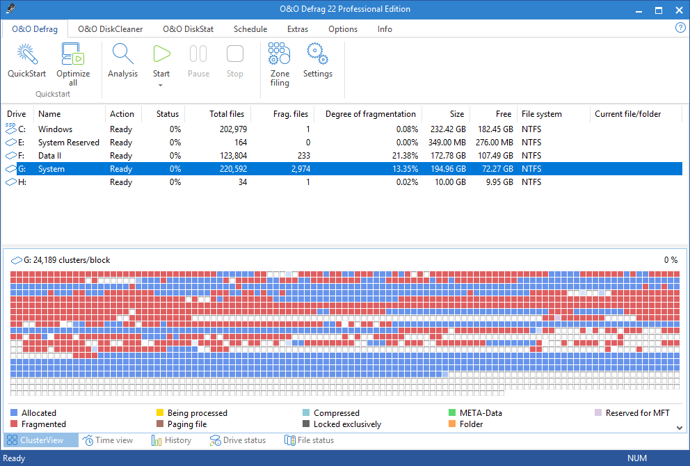 Desfragmentador O & O Defrag