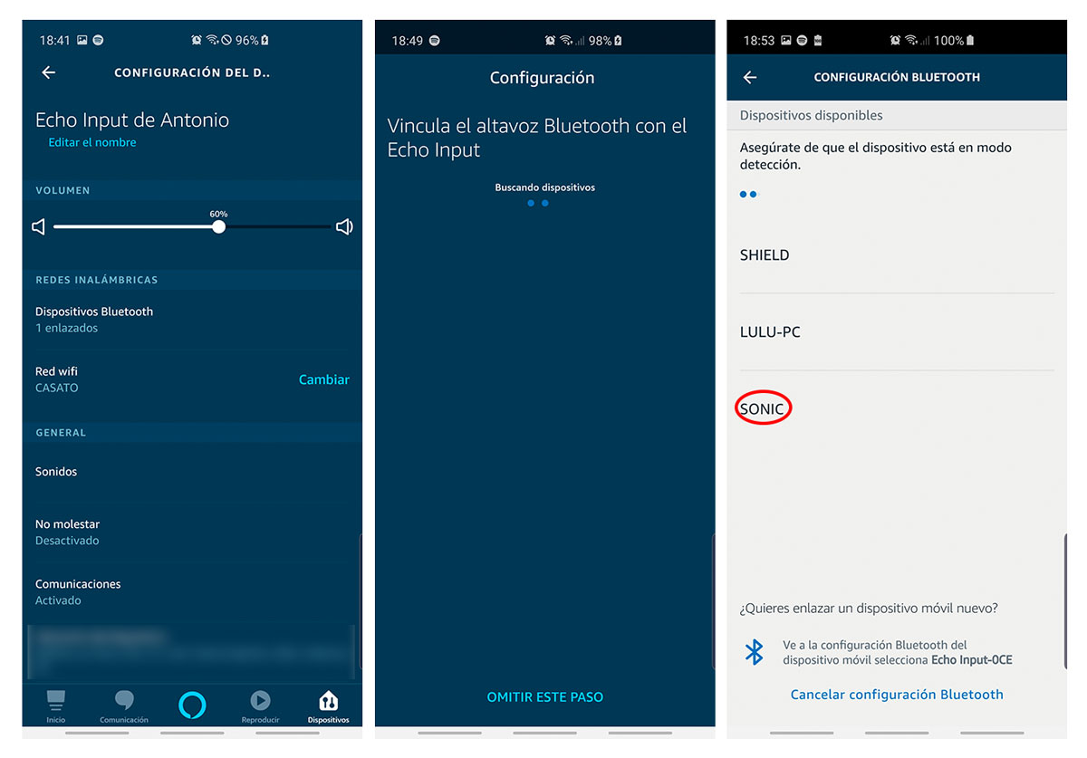 hemos probado Amazon Echo Input configuración bluetooth