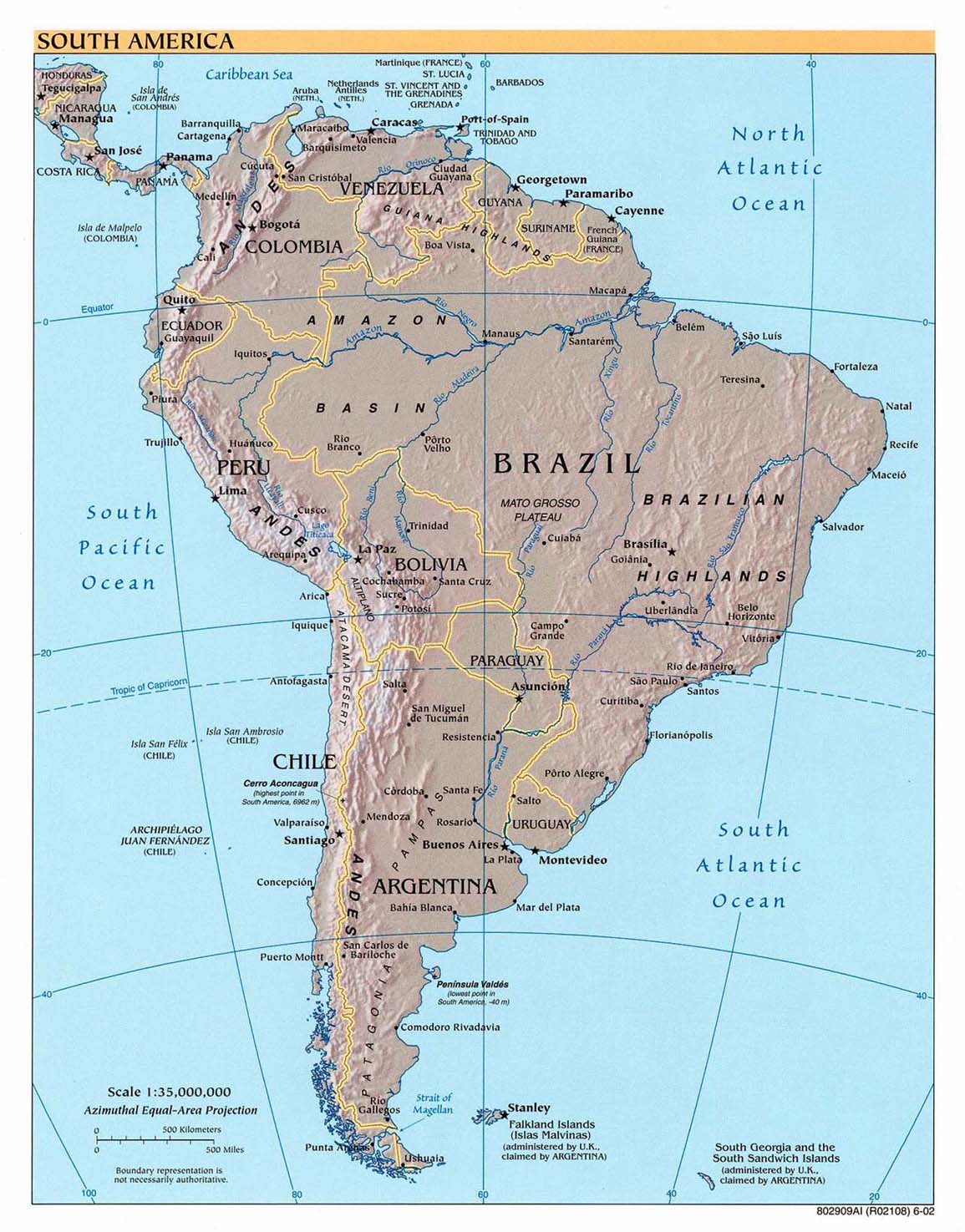 Mapas de América del Sur y Centroamérica, más de 250 imágenes para descargar e imprimir gratis 4 Mapa-Fisico-de-America-del-Sur-2002-851