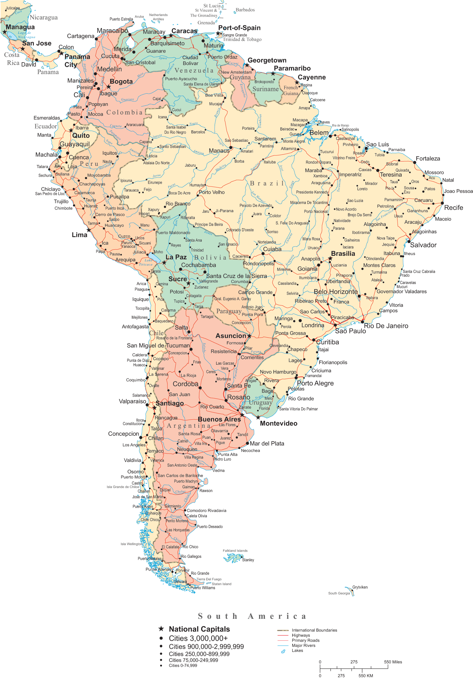 Mapas de América del Sur y Centroamérica, más de 250 imágenes para descargar e imprimir gratis 2 mapa político