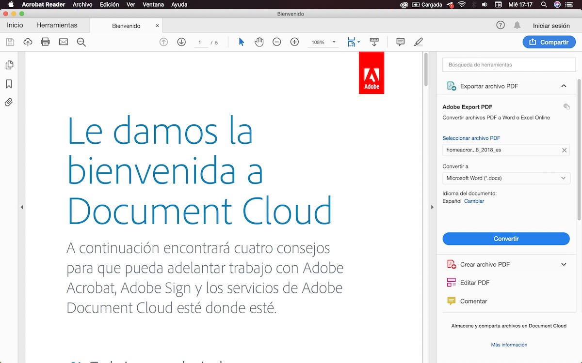 ocultar barra herramientas derecha adobe reader 1