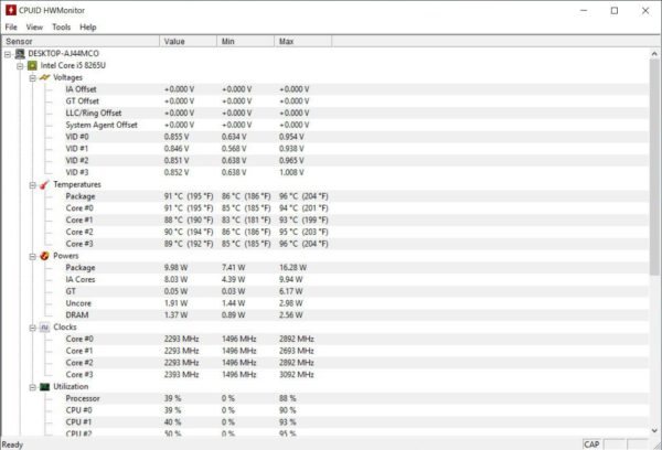 temperatura acer swift 5 2