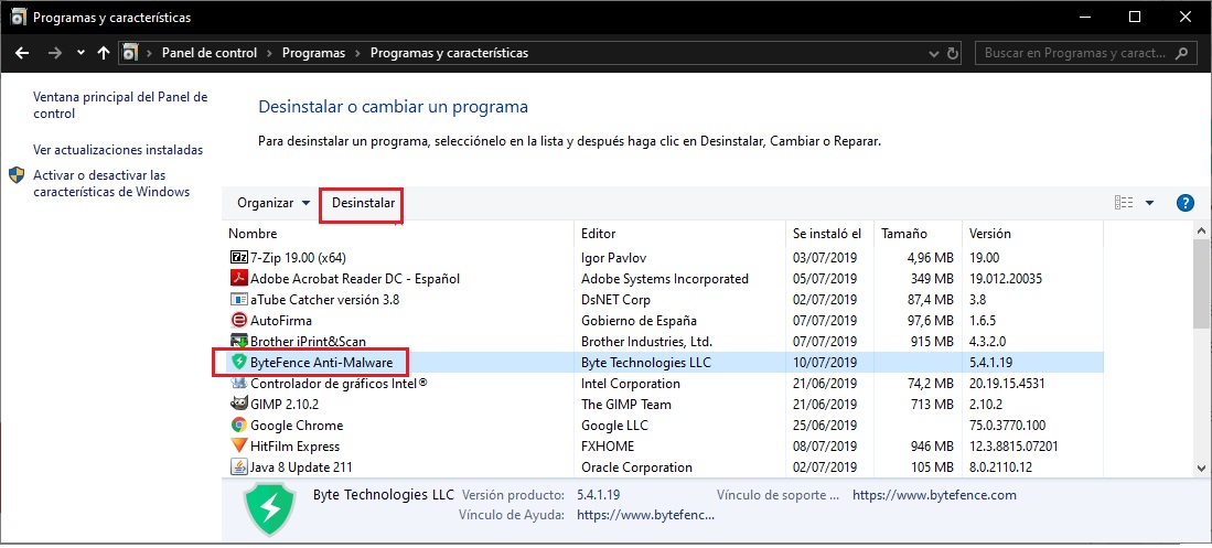 Bytefence Antimalware, qué es y cómo eliminarlo 3