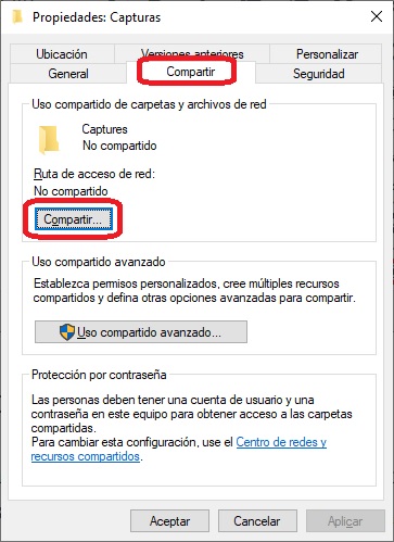 Como compartir carpetas con Windows 10 2