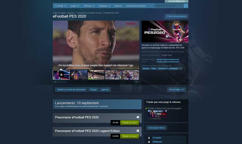 cómo descargar la demo de eFootball PES 2020 en PC