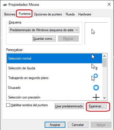 Como instalar cursores personalizados en Windows 10 6