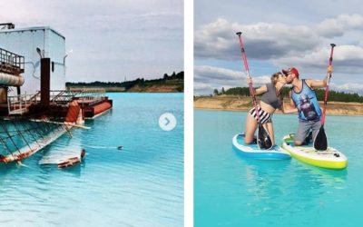 La historia de los selfies perfectos en un lago con desperdicios humanos