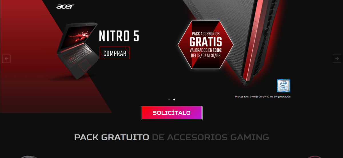 Acer regala un pack de accesorios gaming al comprar un Nitro 5 o Predator Helios 300