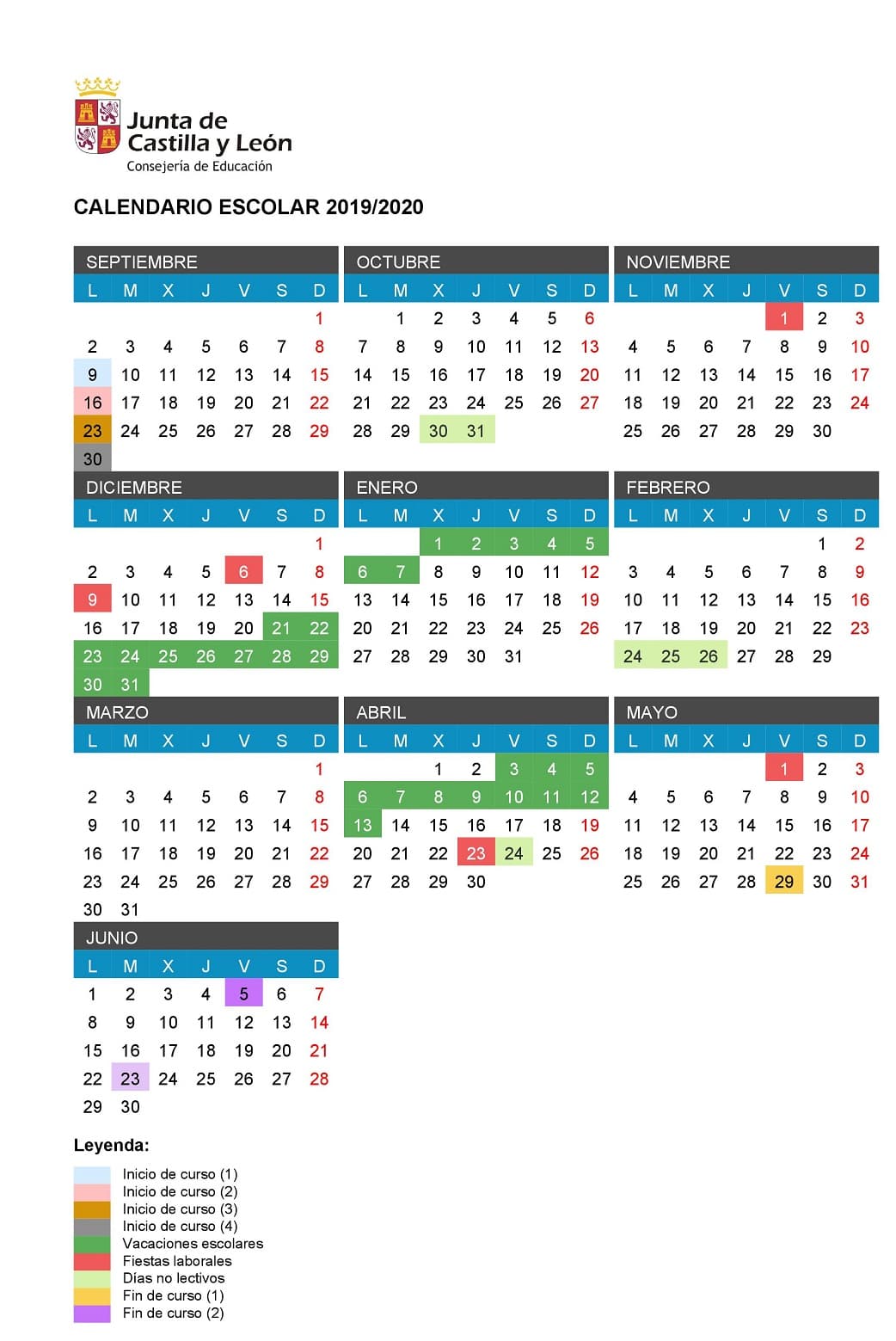 calendario escolar de castilla y león