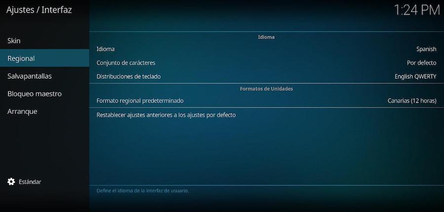 cambiar idioma kodi