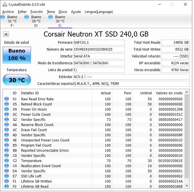 Como comprobar la salud de un disco duro con CrystalDiskInfo 2