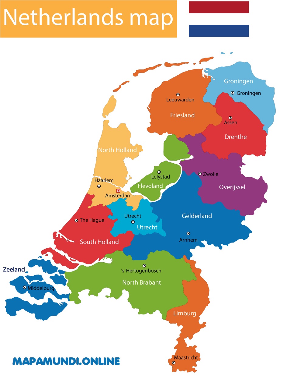 mapa sencillo de holanda