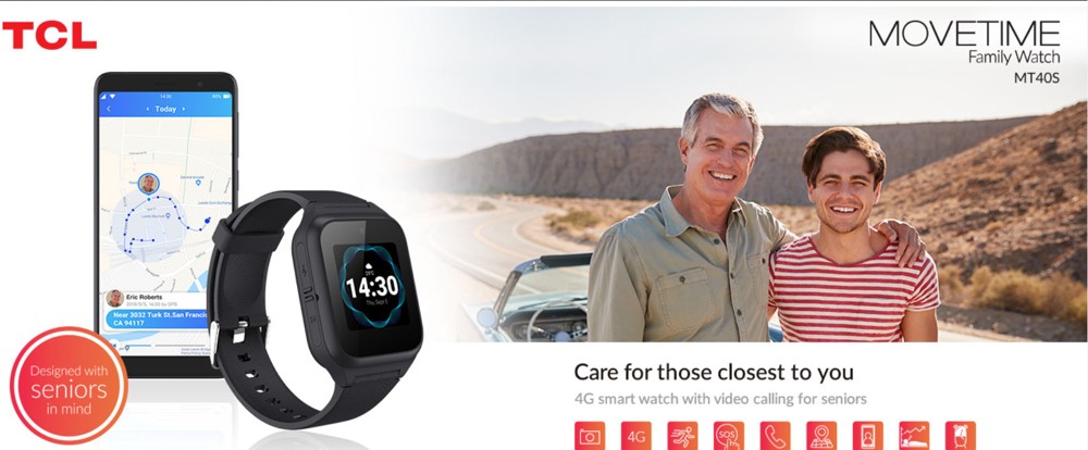 TCL MOVETIME Family Watch MT40S, reloj inteligente con videollamadas para los mayores