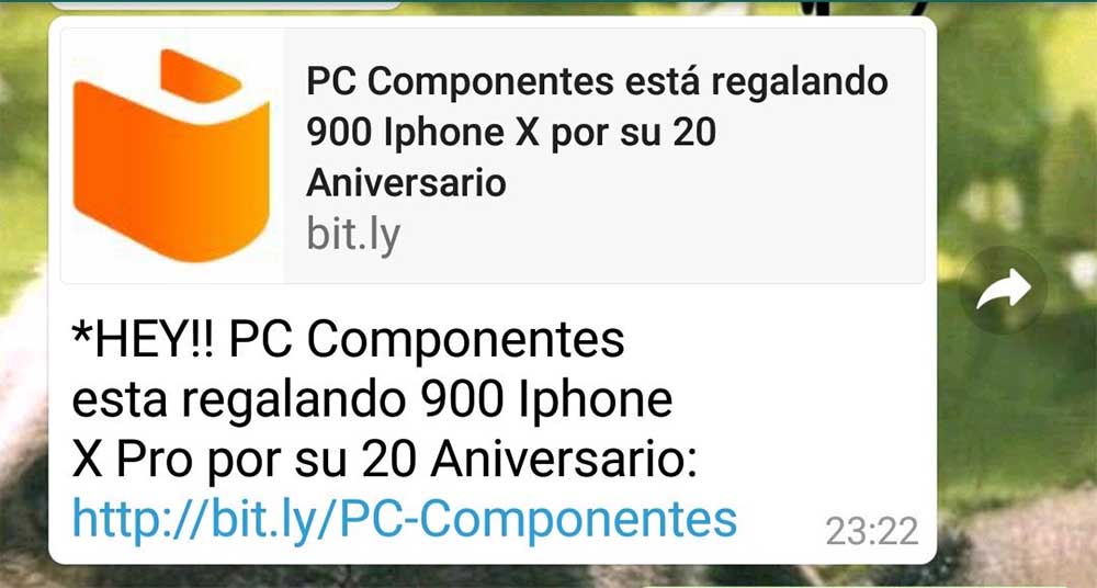 Cuidado con el bulo de PcComponentes que está circulando por WhatsApp