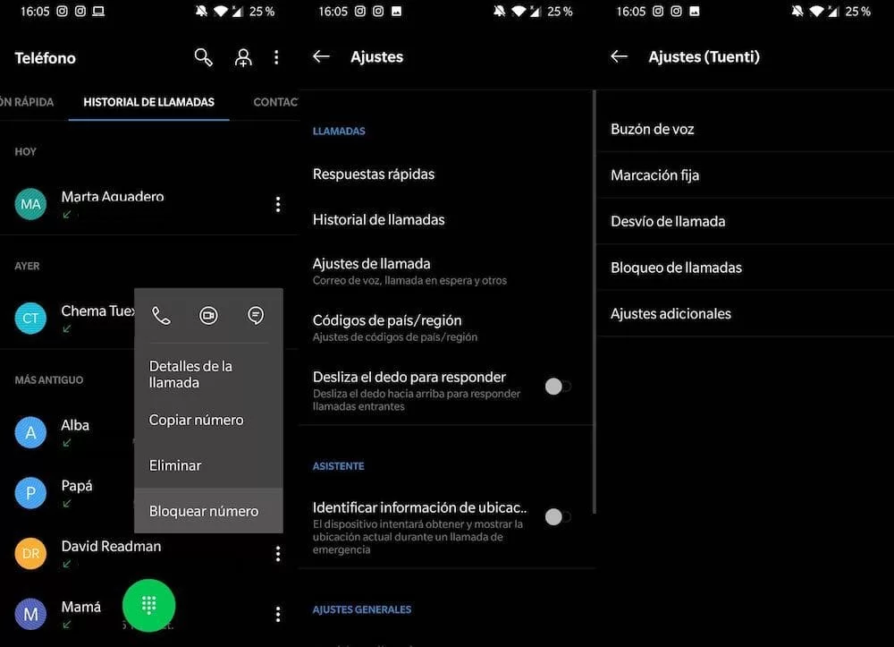 bloquear llamadas oneplus