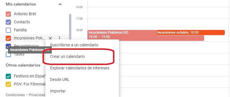 Cómo crear un calendario en Google Calendar con eventos y compartirlo 1