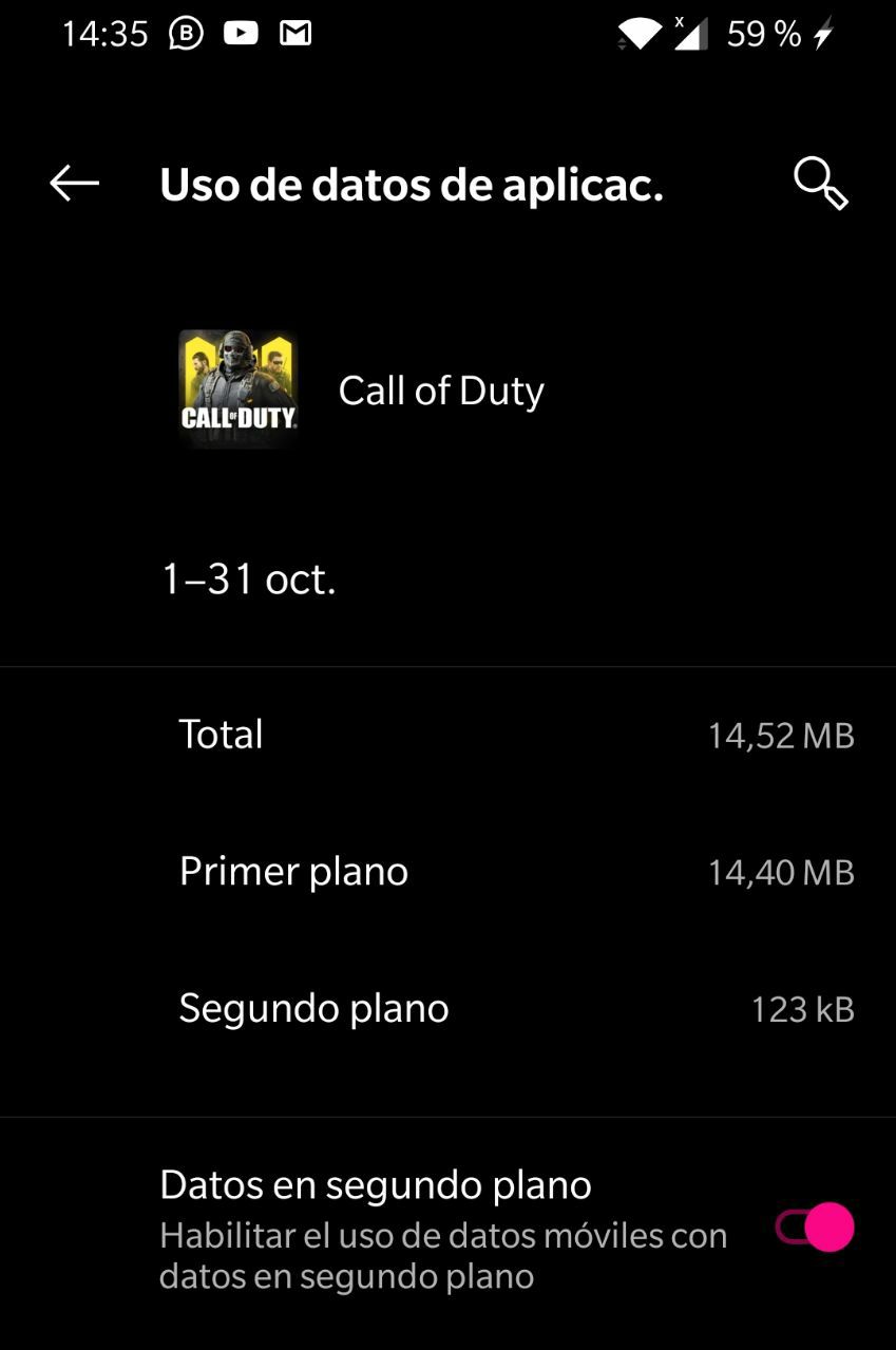 cuanto consume call of duty mobile