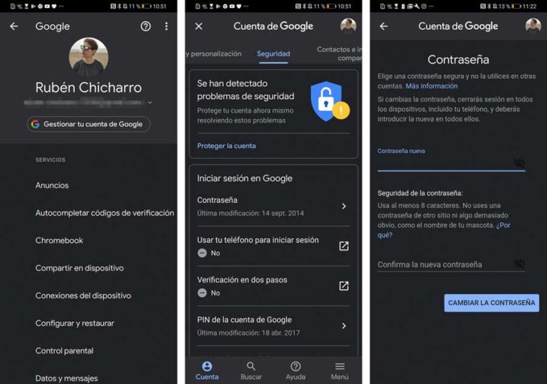 Cómo cambiar la contraseña de tu cuenta de Google desde el móvil o PC