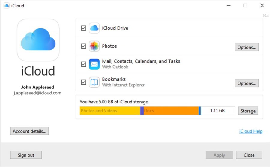 icloud para windows 10 2