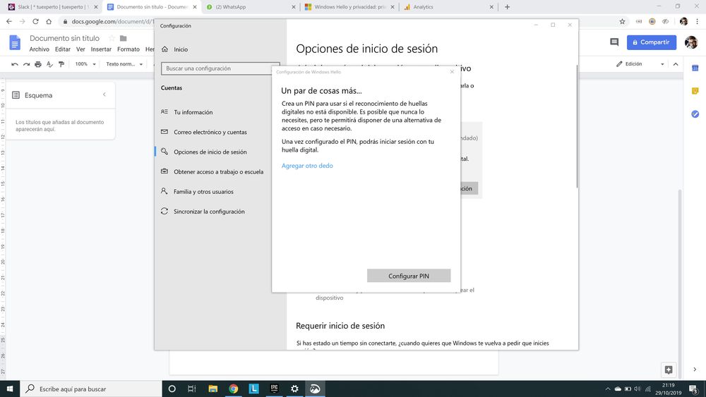 Cómo crear tu perfil de Windows Hello en un portátil Lenovo 5 lector de huellas