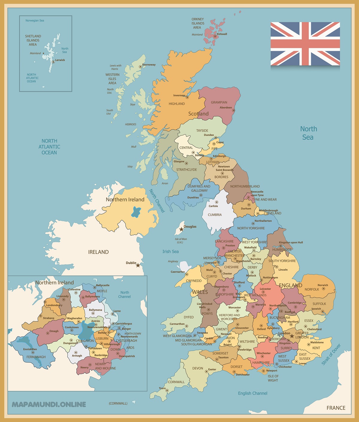 mapa de las islas britanicas