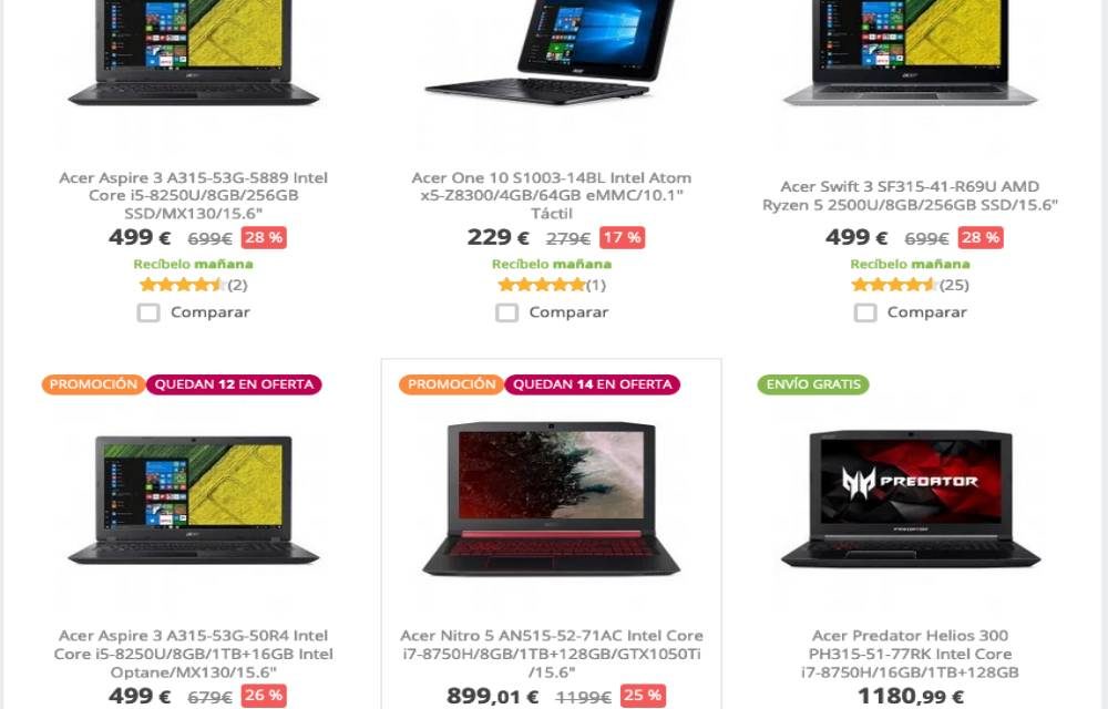 5 portátiles de Acer en oferta en PcComponentes