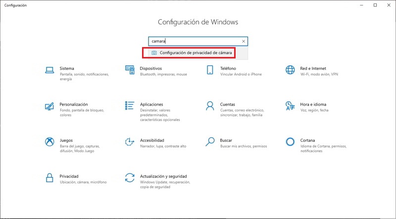 activar webcam windows 10 1