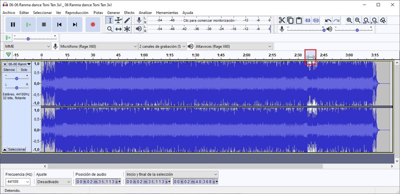 eliminar el ruido ambiente de un audio grabado con Audacity 3
