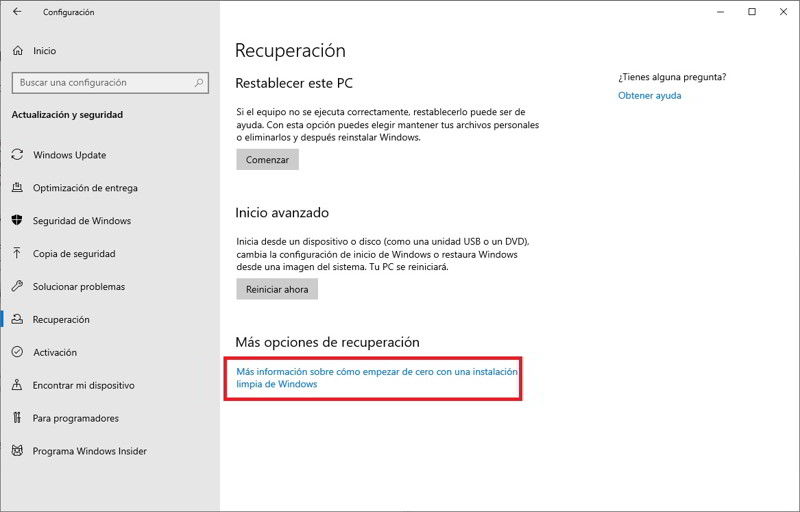 hacer una instalacion limpia de Windows 10 manteniendo la licencia activada 1