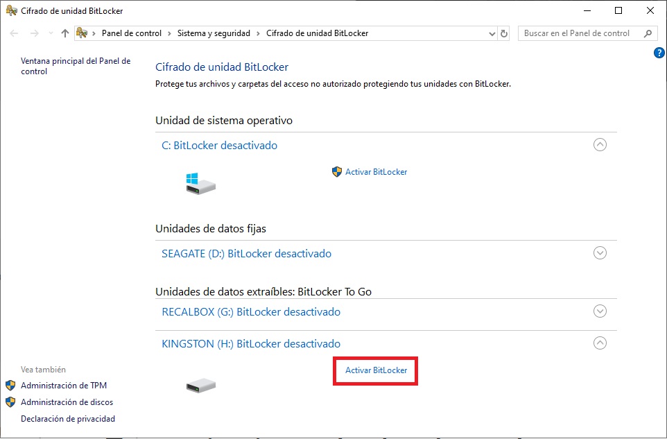 poner una contraseña a un pendrive con Windows 10