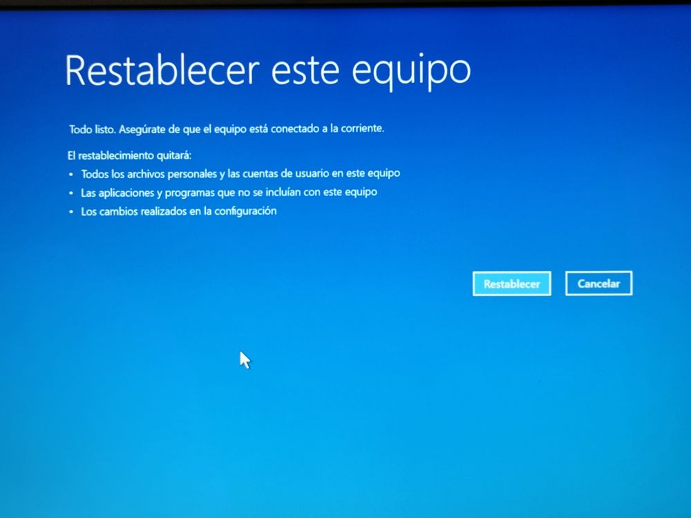 restablecer este equipo