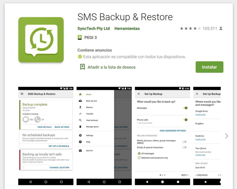 SMS Backup y Restore