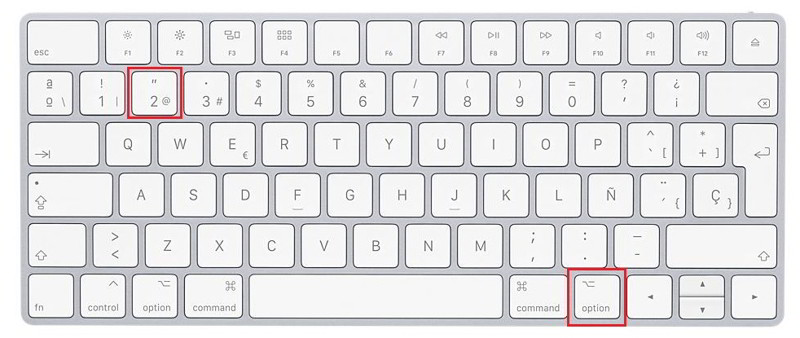 teclado mac arroba