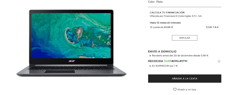 acer el corte ingles