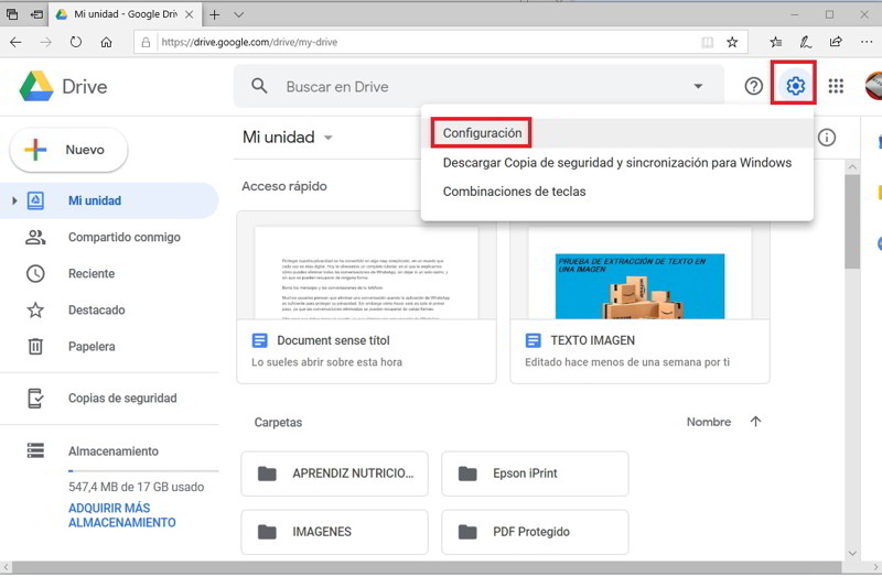 Borra la copia de seguridad en Google Drive 1